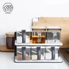 User-friendly household kitchen 2 layer 6 compartment seasoning dispenser set