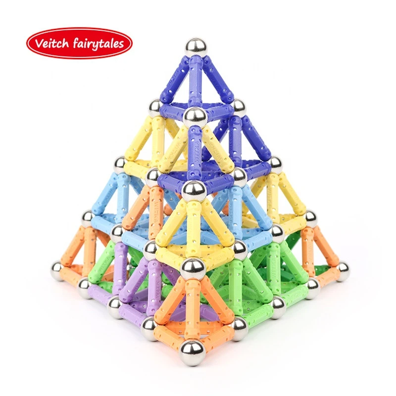 Veitch fairytales Educational Game Magnet Construction Balls and Rods Stacking Toy 3D Creative Magnetic Building Sticks Blocks