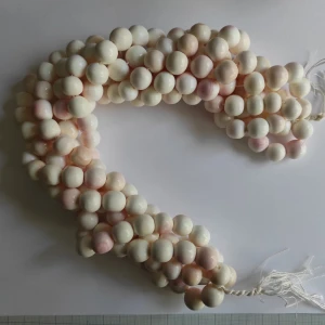 Vintage 100% Genuine Pink Conch shell bead necklace 10mm handmade made in Italy