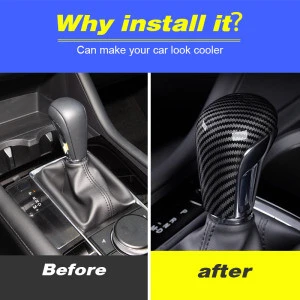 Vtear For Mazda 32020 interior accessories Carbon Gear shift knob head Trim cover Plate car modification Stickers/ ABS