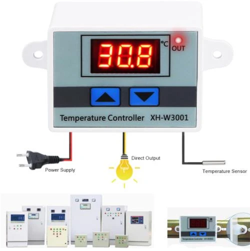 W3001 Digital LED Temperature Controller 10A Thermostat Control Switch Probe XH-W3001