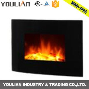 wall mounted&insert electric fireplace with flat tempered glass facial