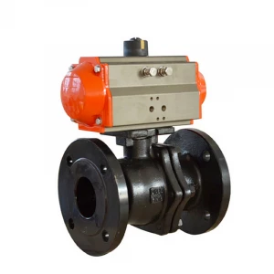 WCB Cast Steel Flange Pneumatic Ball Valve Two Ways PTFE Seal with Limit Switch Air Control Flange Ball Valve