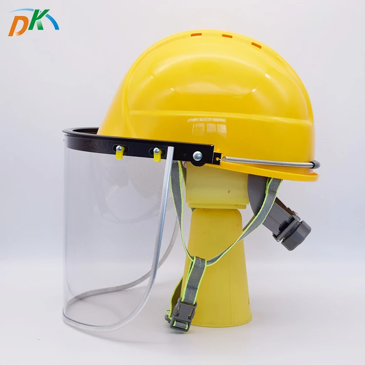 White color ABS material hard safety hat Construction use helmet with face shield