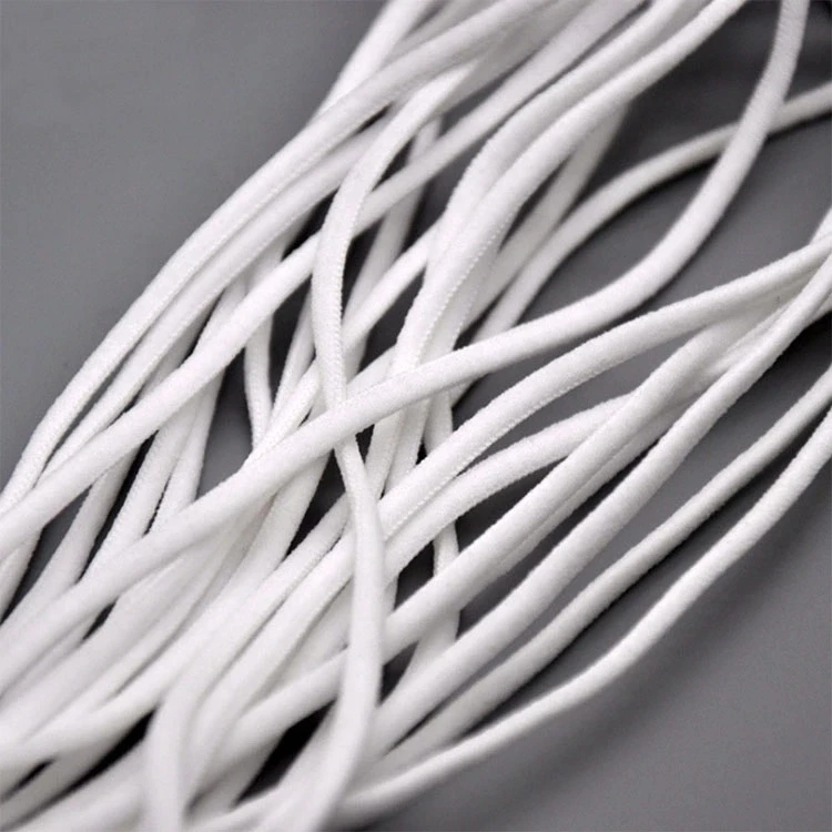 White Soft 3mm Nylon Spandex soft Elastic strap earloop Cord Band Earloop Face Elastic Round Rope