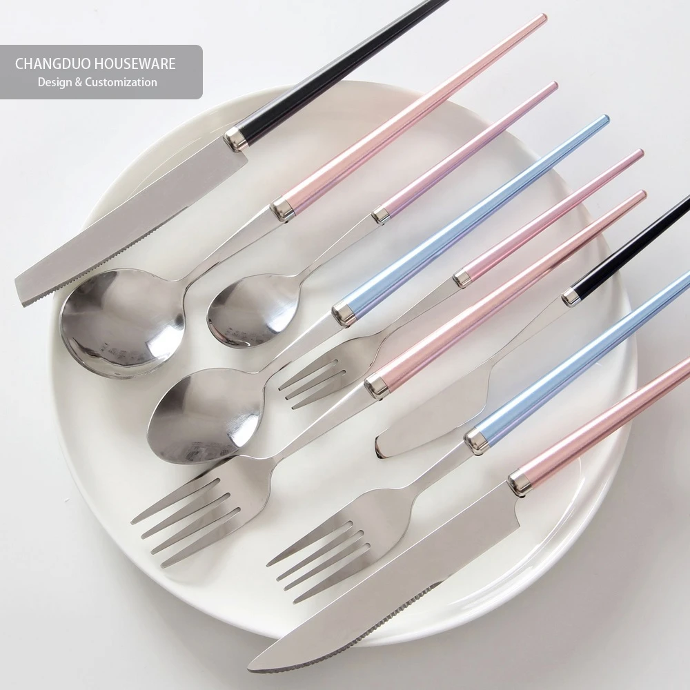 wholesale amazon hot selling stainless steel flatware Best Quality Simple design dessert spoon fruit cake fork steak knife