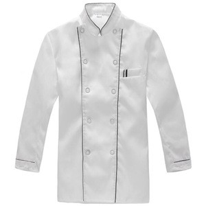 Wholesale Custom 100% Polyester Long Sleeve Professional Chefs Uniform Full Sleeve Unisex Hotel Restaurant Kitchen Work Uniform