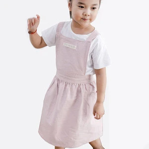 Wholesale customized kitchen painting cooking pink linen cotton kids aprons in stock