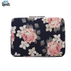 Wholesale fashion flower print women 13 inch notebook sleeve with pocket,canvas laptop case custom