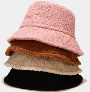 Wholesale High Quality  Men Sherpa Fleece Winter Hats Plain Bucket Hat With Custom Logo