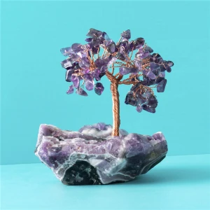 Wholesale natural green aventurine tree semi-precious stones crystal crafts rose quartz crystal tree for wedding gifts