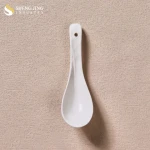 Wholesale Plain White Glossy Ceramic Porcelain Tableware Textured Handle Catering Soup Spoon For Restaurant Hotel