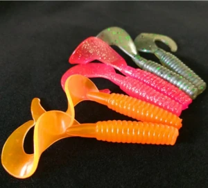Wholesale Soft plastic lures Grub Worms curly tail mixed colors 5cm 6.5cm Fishing Bait