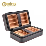 Wholesale Travel 6CT Black Leather Cigar Case