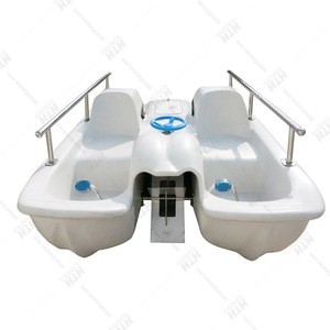 Wholesale Water Play Equipment Bike Fiberglass 4 Persons Electric Powered Pedal Boat For Sea