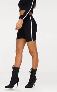 wholesale woman gym yoga cotton black striped short shorts shorts