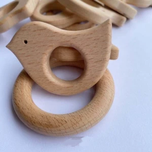 Wholesale wooden baby teething toys Natural Wood Teething ring for Teething Babies Pain Relief smoothing teether for infants