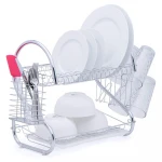 Wideny modern home kitchen 3 tier Green Eco friendly House Type pull down drain plastic dish rack with cover