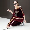 winter fall 2020 lounge casual plus size embroidery printed hoodie wide legged 2 piece velvet pants set women