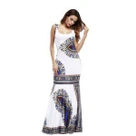 Women African Dashiki Dresses Maxi African Bazin Print Robe Longue Dresses Traditional For Ladies Big Size African Clothing