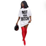 women fashion casual short sleeve letter printed dress