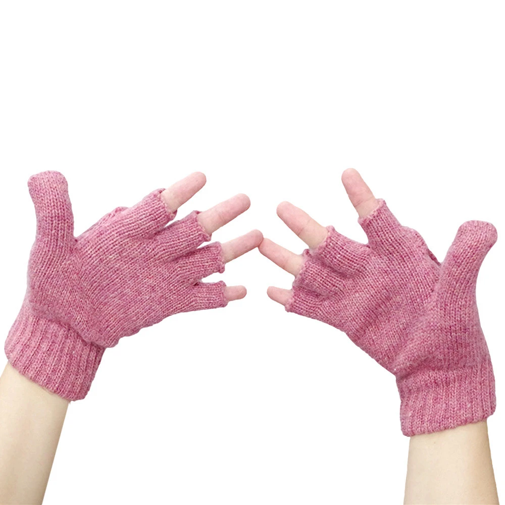 Women Men Solid Fingerless Fleece Winter Warm Mittens for Autumn Ladies Female Gloves Mittens