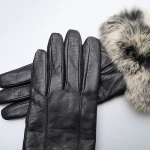 Women's Winter Gloves Christmas Women leather Gloves Autumn Winter Warm Faux Rabbit Fur Gloves Mittens PTGW036