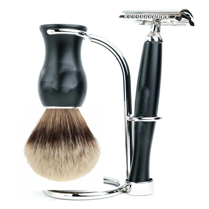 Buy Wood Handle Pure Badger Hair Brush And Safety Razor Shaving Set