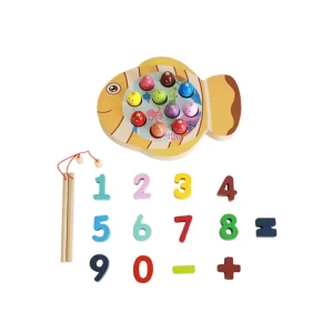 Wooden Animal Number Games Magnetic Fishing Early Childhood Education