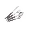 Wooden pattern coating plastic handle stainless steel kitchen cutlery steak knife set 4pcs forks set
