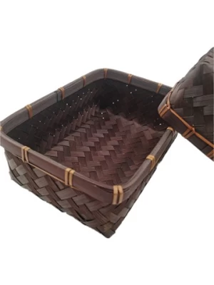Woven handmade storage bread tabletop bamboo basket rectangle