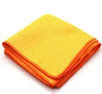 Yellow/Gray/Blue Car Polishing Waffle Microfiber Cleaning Cloth