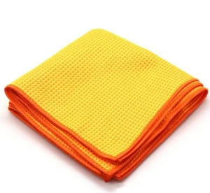 Yellow/Gray/Blue Car Polishing Waffle Microfiber Cleaning Cloth