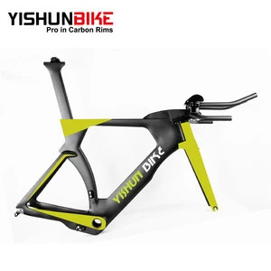 YISHUNBIKE Professional 700C TT bike carbon BB386 frame 48/51/54/57cm Time Trial bicycle full internal aero frameset LTT004