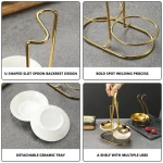 YITIAN Wholesale Wedding Party Kitchen Metal Gold Spoon With Stand Utensil Holder Hot Pot Soup Spoon Ladle And Colander