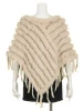 YR099 Triangle Yarn Knitted Rabbit Fur Poncho for Sale/Cheap Real Knit Rabbit Fur Shawl Women