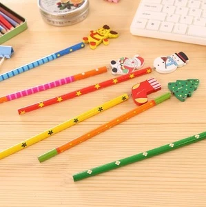 YWGZ099 RDT Promotional Novelty Christmas Cartoon Wooden HB Pencils with Spring Christmas Characters