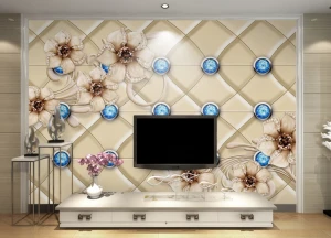 ZHIHAI Luxury 3D stereo soft bag flower jewelry TV background wall paper home decor wallpaper
