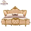 004 Luxury European Bedroom Furniture Leather Hand Made Carving Bedroom Set