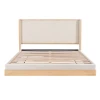 Beige Velvet Upholstered Soft Adjustable Platform Bed Queen