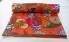 Traditional Indian Hand Stitched Tropical Fruit Print Throw Bedding