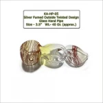 Silver Fumed Outside Twisted Design Glass Hand pipe