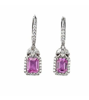 18K Pink Sapphire Earring Octagon 2.29 Cts