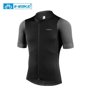 INBIKE Mens Summer Reflective Shirts 3 Pockets MTB Bike Short Sleeve Jogging Bicycle Cycling Jersey JS202