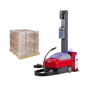 Self proppelled pallet wrapping robot