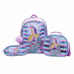 Kids Mermaid Reversible Sequins & Embroidery 3-Piece Backpack Set - Spacious School Bag with Lunch Box & Pencil case