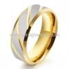 Grooved tungsten gold plating brushed finished wedding rings