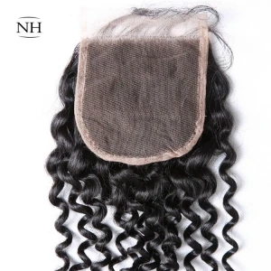 Top Quality Virgin Hair Lace Closure Curly Natural Color