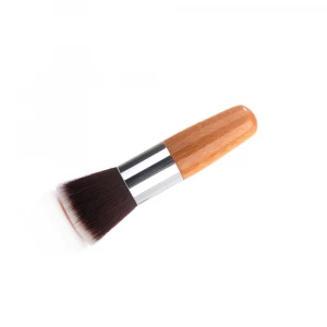 1 pcs logo on Professional Mini private label synthetic hair vegan bamboo Wood Short Handle fundation makeup brush