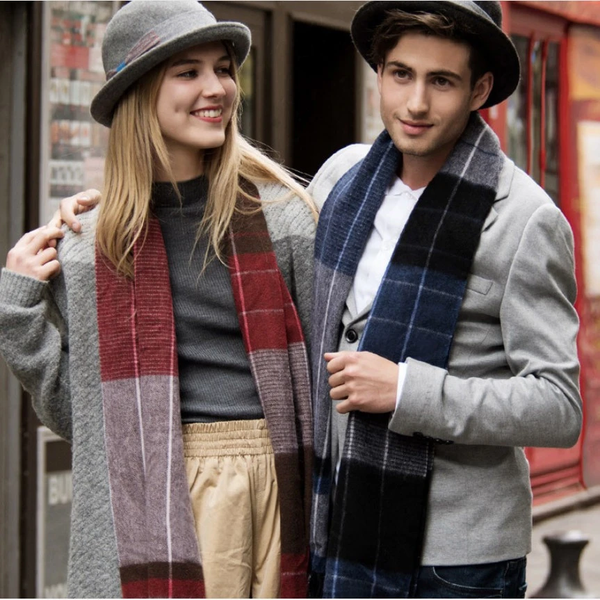 100% Cashmere Mens Scarf Plaid Winter Warm Fashion knit Scarfs For Men